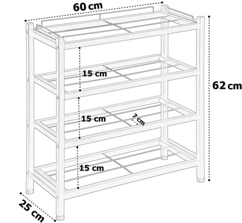 Regał na buty loft Viena 4 poziomy czarna