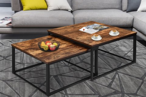 Stoliki kawowe loft Velen Rustic postarzany dąb