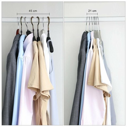 Wieszak welurowy na ubrania Maxi komplet 20 sztuk - szary