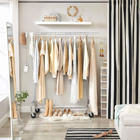 Wieszak mobilny na kółkach HARUN chromowany