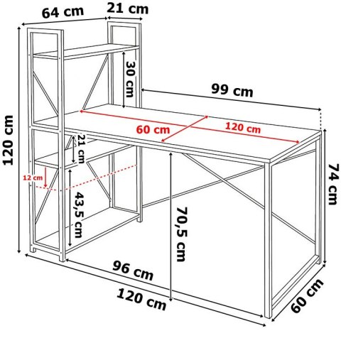 Biurko industrialne loftowe Trosa Modern Oak