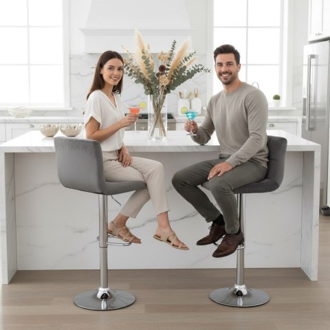 Hoker barowy Arako chromowane grafitowe Velvet