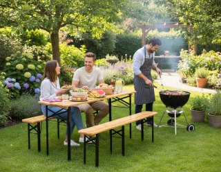 Zestaw stalowo-drewniany stół + 2 ławki 170 cm