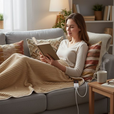 Koc elektryczny HAMAR beżowy 160X130 cm