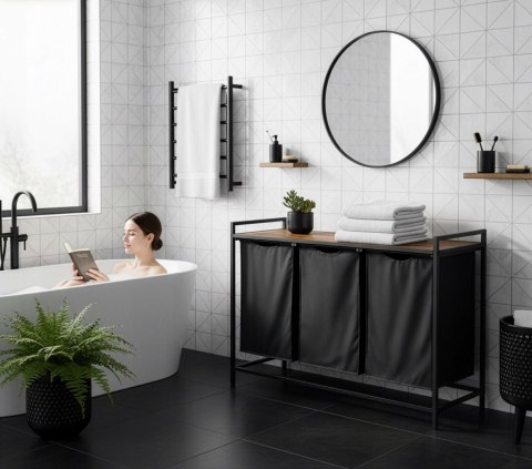 Kosz na pranie z półką 3 komory ARTUS