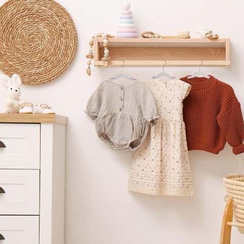 Wieszaki dziecięce KIDSI komplet 10 sztuk szaro-różowe