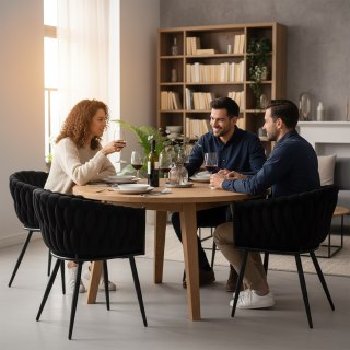 Krzesło welurowe plecione COFTON Black VELVET czarny