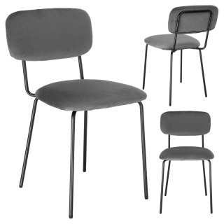 Krzesło welurowe LOUIS black grafitowe velvet