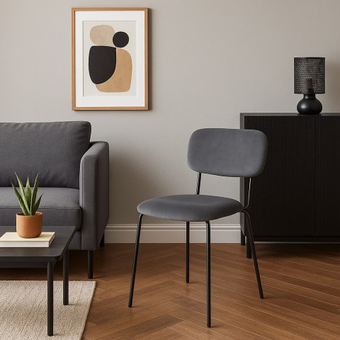 Krzesło welurowe LOUIS black grafitowe velvet