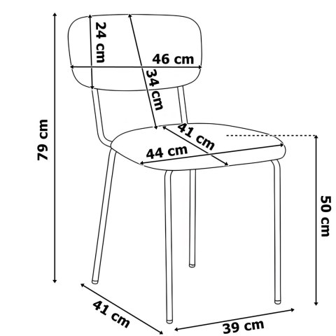 Krzesło welurowe LOUIS black grafitowe velvet