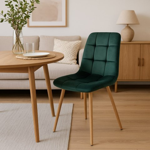 Krzesło welurowe MONTANA VELVET ciemnozielone