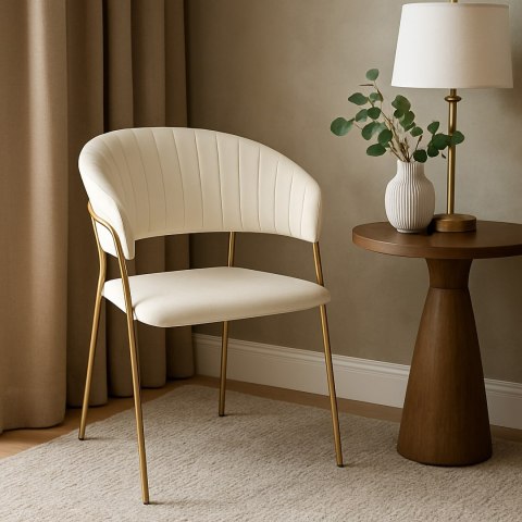 Krzesło welurowe beżowe COLIN GOLD