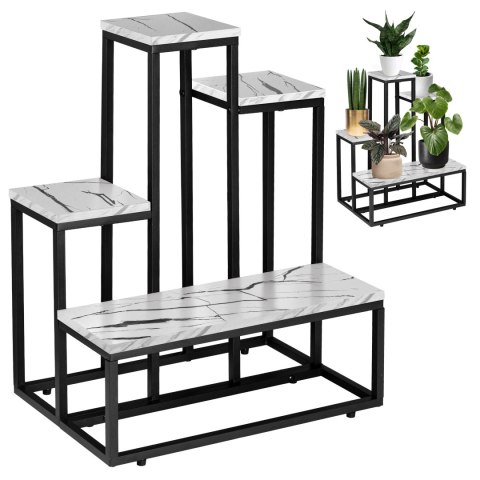 Kwietnik stojący ANTIRES biały marmur metalowy