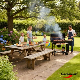 Grill węglowy ogrodowy 2 ruszty popielnik BAREL WOOD