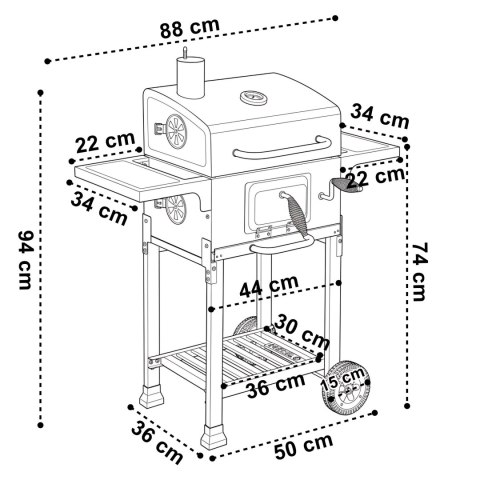 Grill węglowy ogrodowy z żeliwnym rusztem FERRO