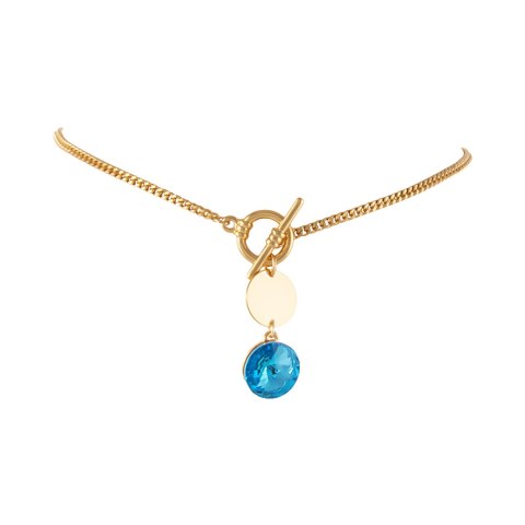 Naszyjnik tył - przód z okrągłymi kryształkami i blaszkami (C25/JES/147AU)