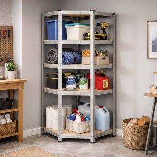 Regał magazynowy narożny 5 poziomów 875 kg 180 x 70 x 40 cm