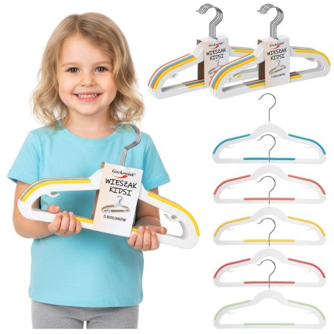 Wieszaki dziecięce KIDSI komplet 10 sztuk wielokolorowe