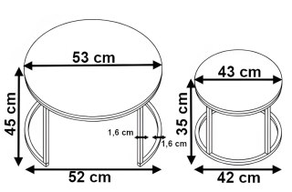 Zestaw dwóch stolików Biały Galen Small Czarny Marmur