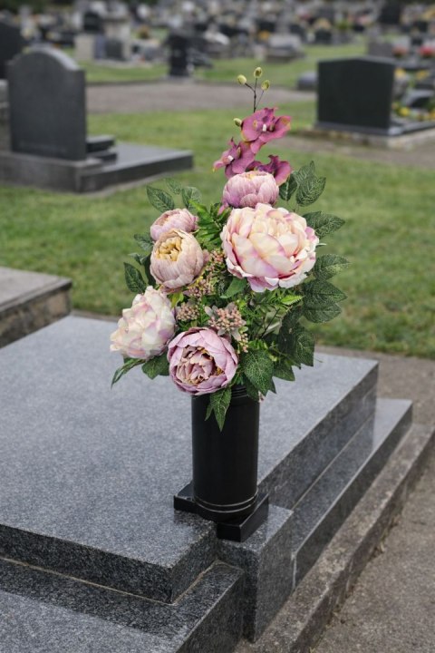 Bukiet wkład do wazonu flakon stroik na cmentarz sztuczne kwiaty