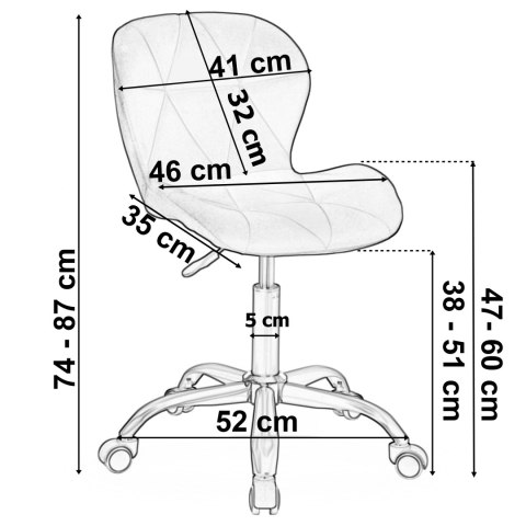 Fotel biurowy na kółkach Spiner Black czarny velvet