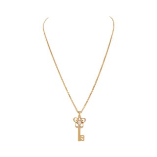 Naszyjnik z zawieszką w kształcie klucza, z białymi kryształkami Preciosa (C25/JES/157AU)