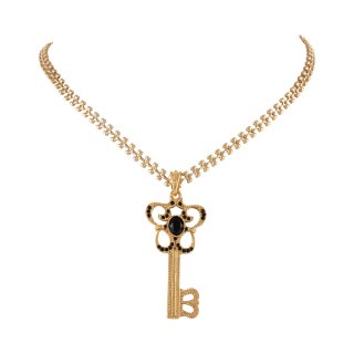 Naszyjnik z zawieszką w kształcie klucza, z czarnymi kryształkami Preciosa (C25/JES/156/1AU)