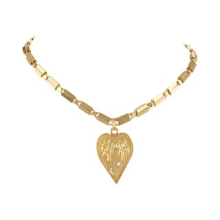 Naszyjnik z zawieszką w kształcie serca, zdobioną kryształkami Preciosa, ze skrzydłami w środku (C25/JES/155AU)