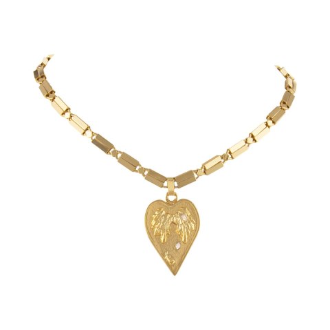 Naszyjnik z zawieszką w kształcie serca, zdobioną kryształkami Preciosa, ze skrzydłami w środku (C25/JES/155AU)