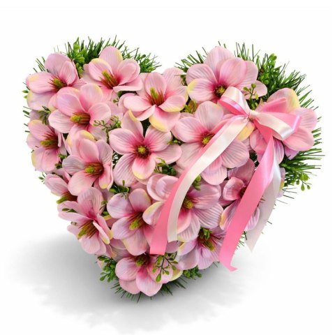 Serce stroik na cmentarz grób sztuczne kwiaty na pomnik