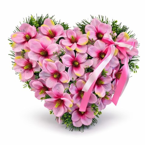 Serce stroik na cmentarz grób sztuczne kwiaty na pomnik