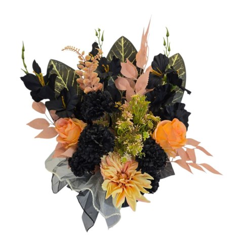 Stroik na cmentarz kompozycja kwiatowa na grób miska z obciążeniem