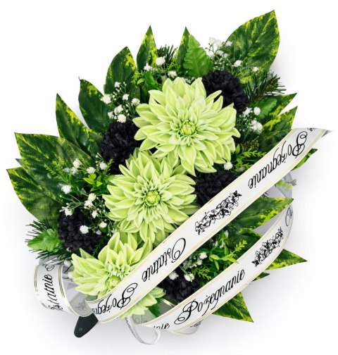 Wiązanka pogrzebowa wieniec na pogrzeb sztuczne kwiaty + własny napis