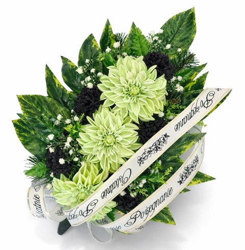 Wiązanka pogrzebowa wieniec na pogrzeb sztuczne kwiaty + własny napis