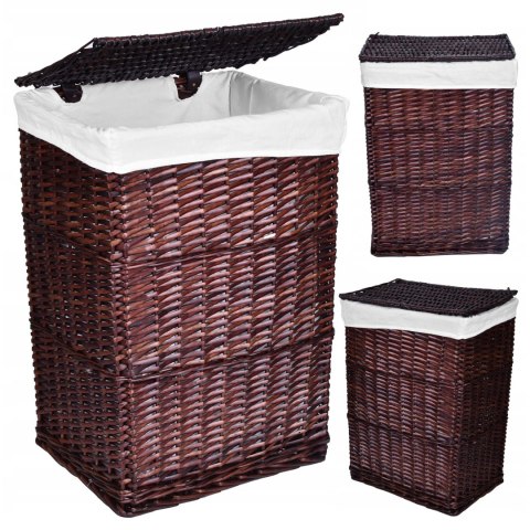 Kosz wiklinowy 72L 40x30x60 cm brązowy