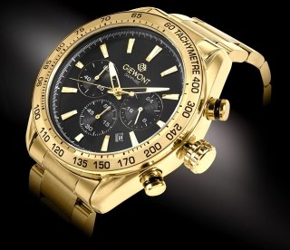 Zegarek Męski Giewont Chronograph Sapphire Złoto Czarny GW9580-B4