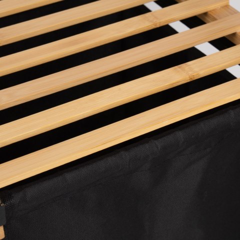 Kosz na pranie lub zabawki bambusowy HANOI BLACK 2 przegrody DUO KOLOR