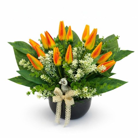 Stroik na cmentarz Wielkanoc kompozycja kwiatowa na grób miska