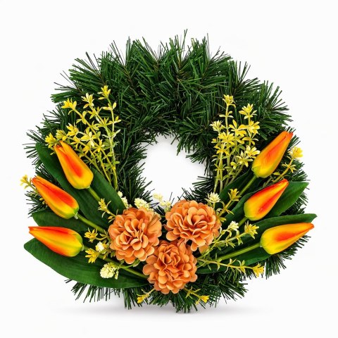 Wianek okrągły stroik wiązanka na cmentarz dekoracja pod znicz