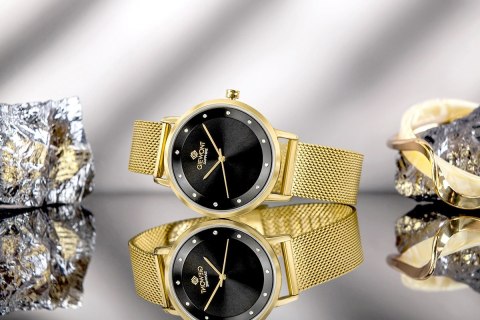 Zegarek Damski Giewont Sapphire Złoto Czarny GW4130-B3