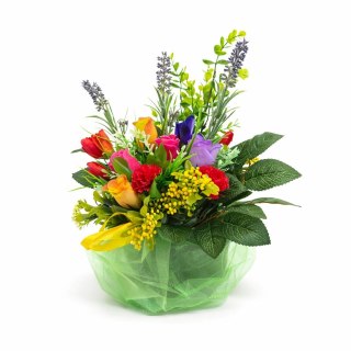 Stroik na cmentarz kompozycja kwiatowa na grób miska wiosenna