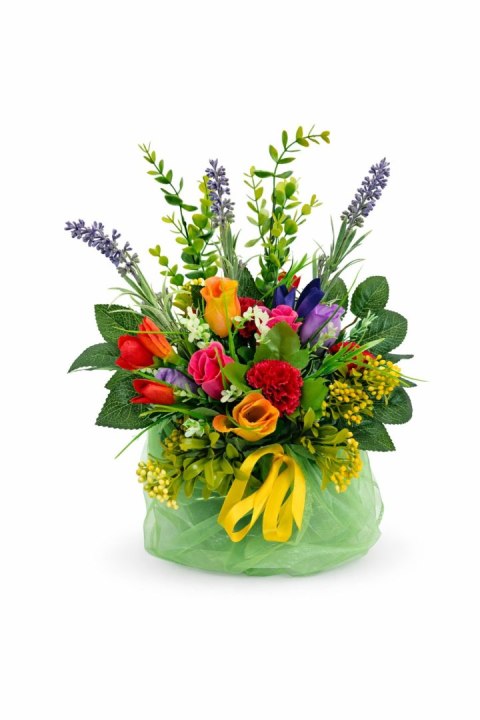 Stroik na cmentarz kompozycja kwiatowa na grób miska wiosenna