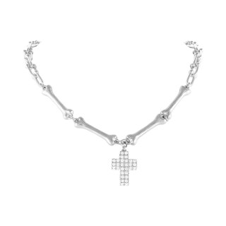 Choker z kosteczek z kryształowym krzyżykiem Aria Rockstar Collection (C25/NUT/14AG)