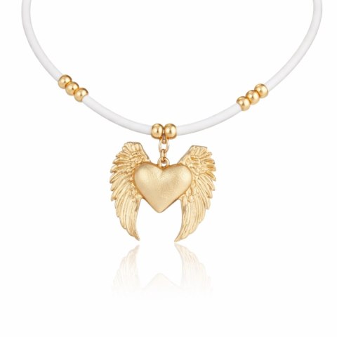 Kauczukowy naszyjnik z sercem ze skrzydłami (C24/LAT/26AU)
