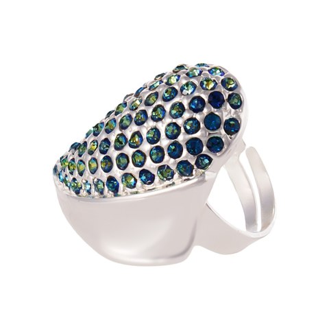 Regulowany pierścionek bogato zdobiony kryształkami Primero (R25/JES/102AG)