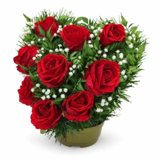 Serce stroik na cmentarz grób sztuczne kwiaty na pomnik róże