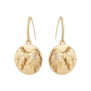 Kolczyki plasterki na małej agrafce ze skrzydłami zdobionymi kryształkami Preciosa (P25/JES/42/1AU)