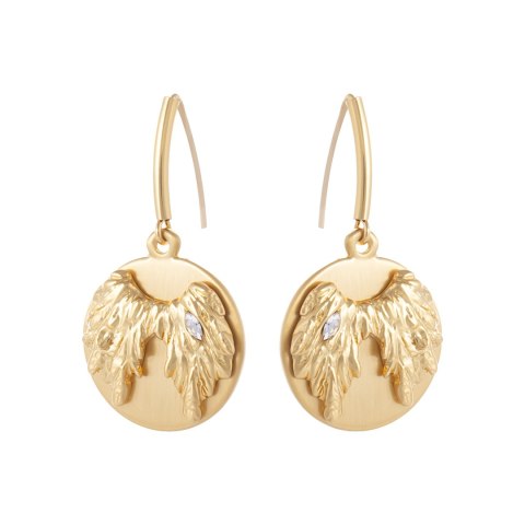 Kolczyki plasterki na małej agrafce ze skrzydłami zdobionymi kryształkami Preciosa (P25/JES/42/1AU)