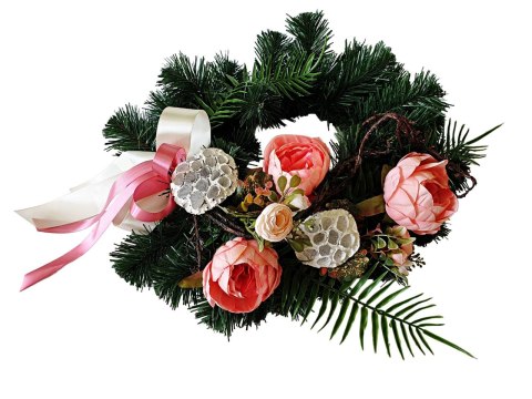 DEKORACJA GROBU WIĄZANKA STROIK WIANEK NA CMENTARZ 38cm