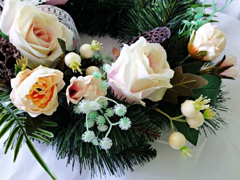 DEKORACJA GROBU WIĄZANKA WIANEK STROIK NA CMENTARZ